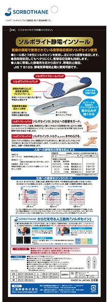 静電安全靴用インソール 中敷き 疲れにくい 軽い|ソルボライト静